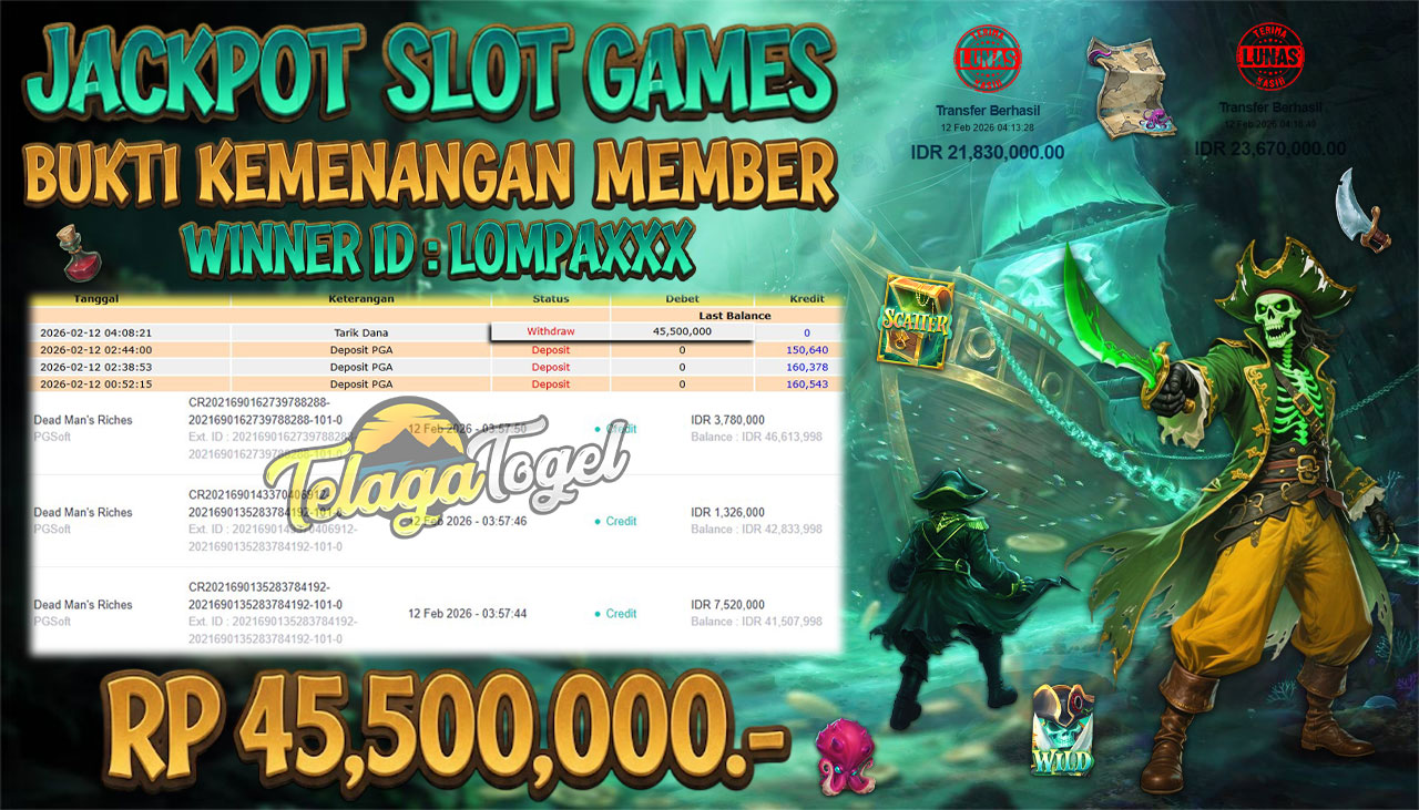 TELAGATOGEL JACKPOT SLOT DEAD MAN'S RICHES Rp 45,500,000.- LUNAS  