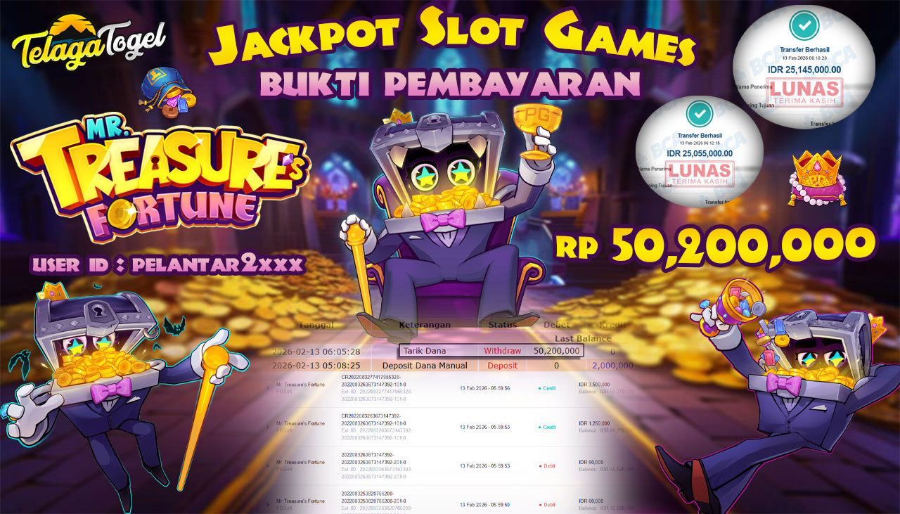 TELAGATOGEL JACKPOT SLOT MR TREASURES FORTUNE Rp 50,200,000.- LUNAS  