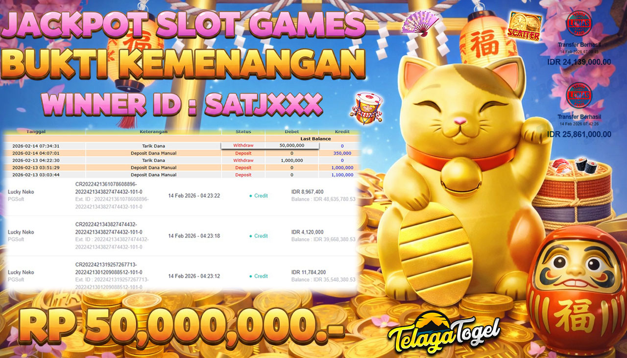 TELAGATOGEL JACKPOT SLOT LUCKY NEKO Rp 50,000,000.- LUNAS  