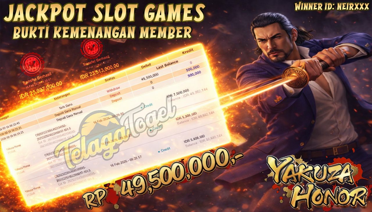 TELAGATOGEL JACKPOT SLOT YAKUZA HONOR Rp 49,500,000.- LUNAS  