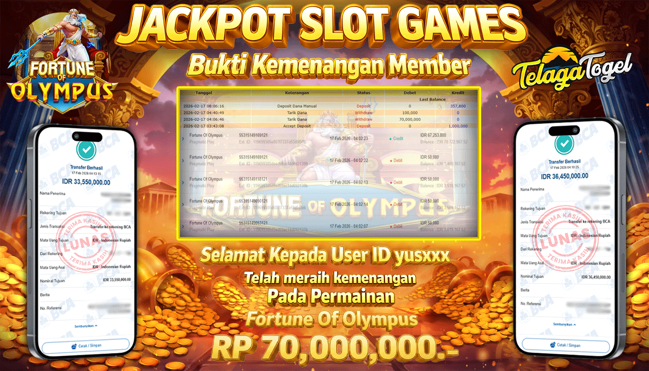 TELAGATOGEL JACKPOT SLOT FORTUNE OF OLYMPUS  Rp 70,000,000.- LUNAS  