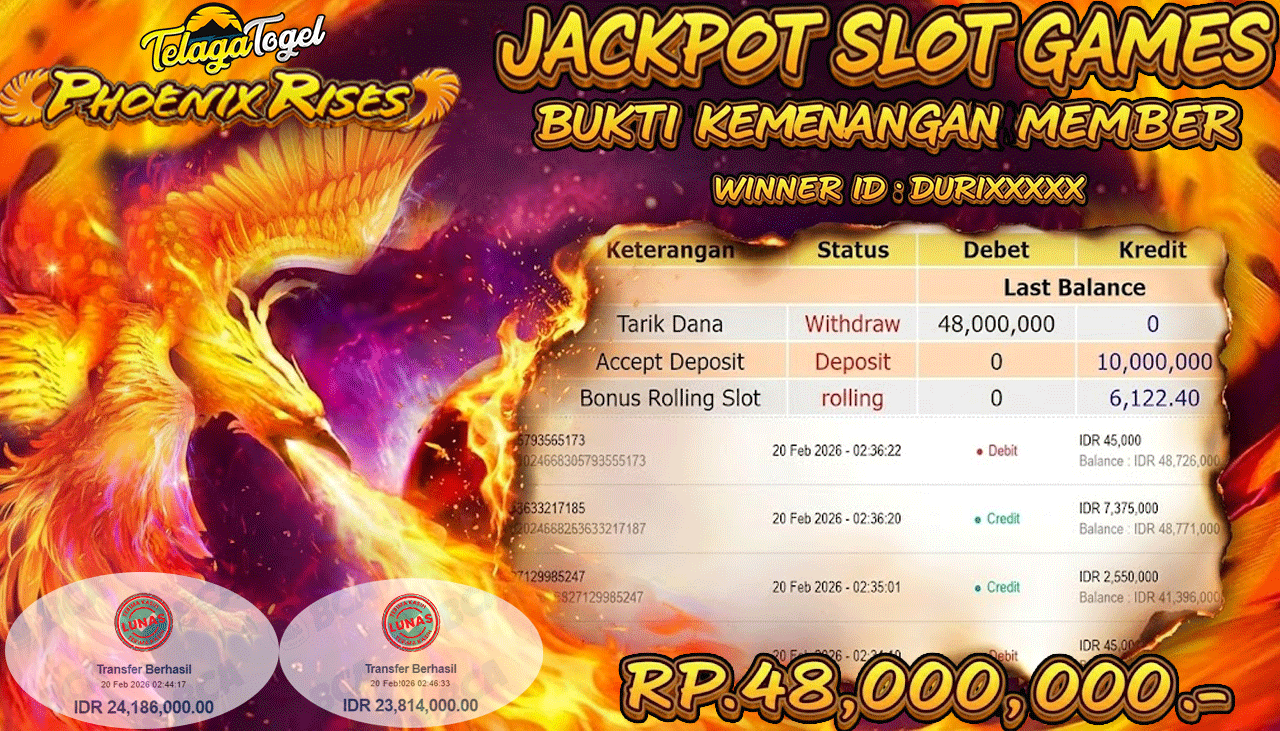 TELAGATOGEL JACKPOT SLOT PHOENIX RISES Rp 48,000,000.- LUNAS  
