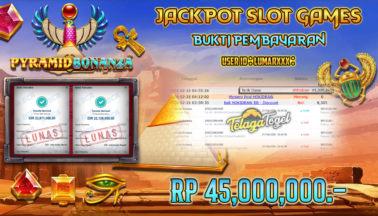 TELAGATOGEL JACKPOT SLOT PYRAMID BONANZA Rp 45,000,000.- LUNAS  