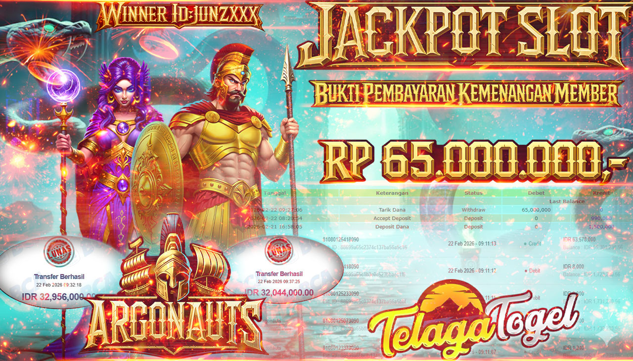 TELAGATOGEL JACKPOT SLOT ARGONAUTS  Rp 65,000,000.- LUNAS  