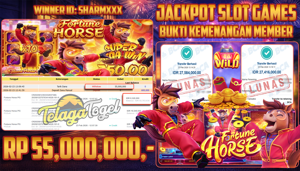 TELAGATOGEL JACKPOT SLOT FORTUNE HORSE Rp 55,000,000.- LUNAS  