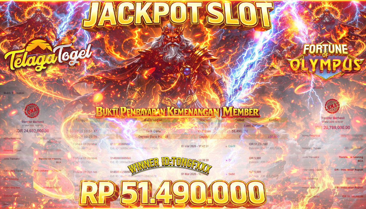 TELAGATOGEL JACKPOT SLOT FORTUNE OF OLYMPUS Rp 51,490,000.- LUNAS