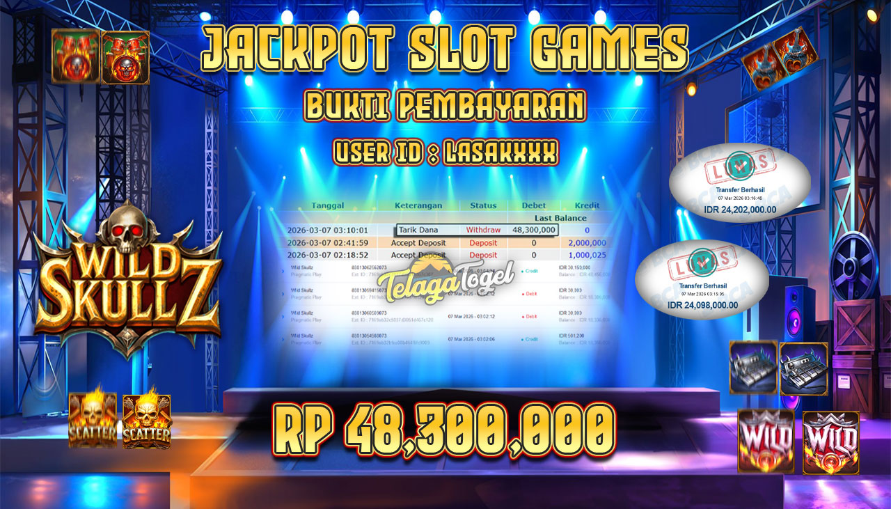 TELAGATOGEL JACKPOT SLOT WILD SKULLZ Rp 48,300,000.- LUNAS