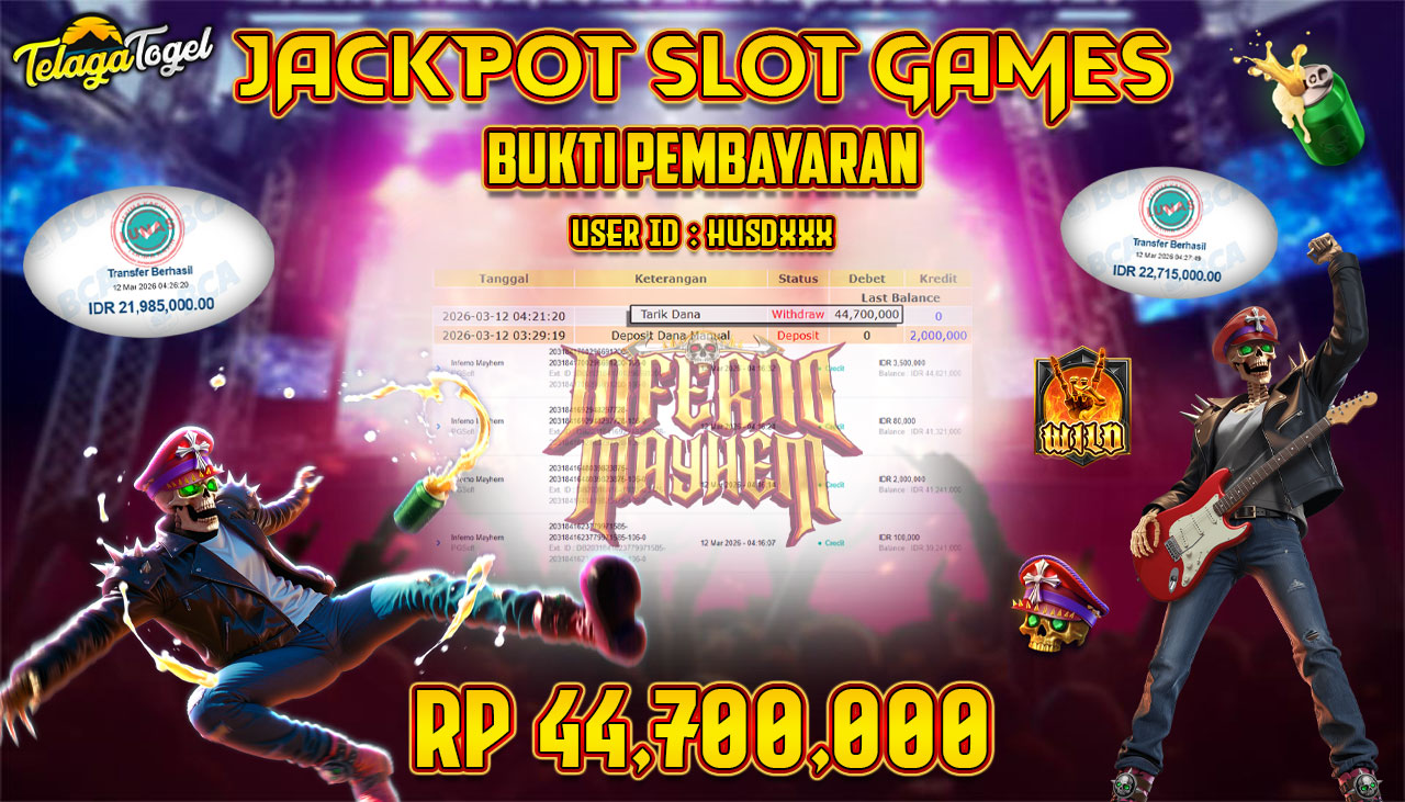 TELAGATOGEL JACKPOT SLOT INFERNO MAYHEM Rp 44,700,000.- LUNAS