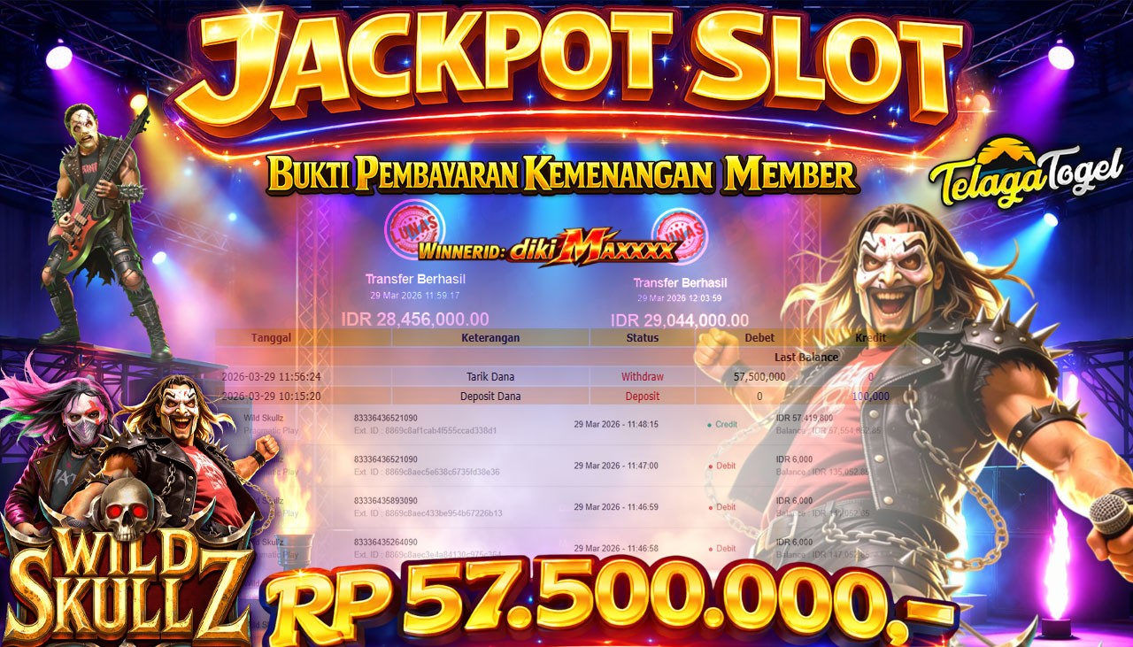 TELAGATOGEL JACKPOT SLOT WILD SKULLZ (PRAGMATIC PLAY) Rp 57.500,000.- LUNAS