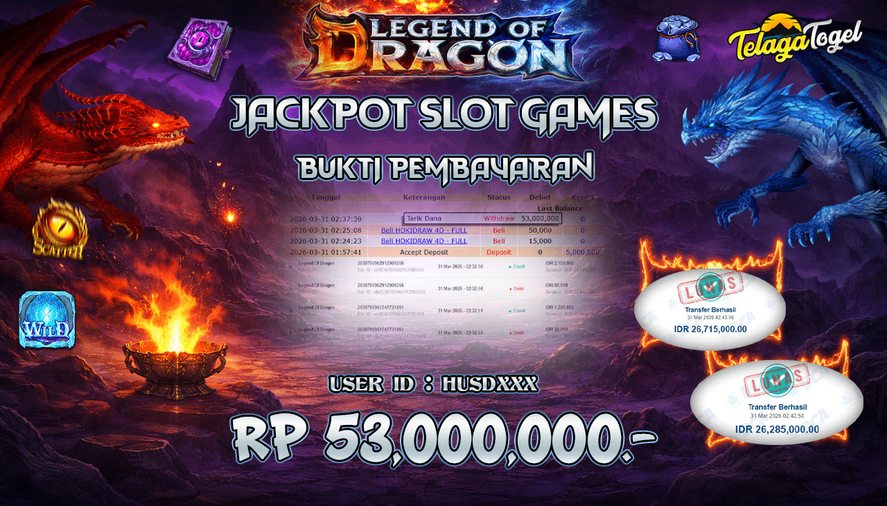 TELAGATOGEL JACKPOT SLOT LEGEND OF DRAGON (IDN SLOT) Rp 53.000,000.- LUNAS