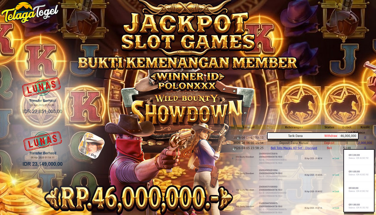 TELAGATOGEL JACKPOT SLOT WILD BOUNTY SHOWDOWN ( PG SOFT ) Rp 46,000,000.- LUNAS