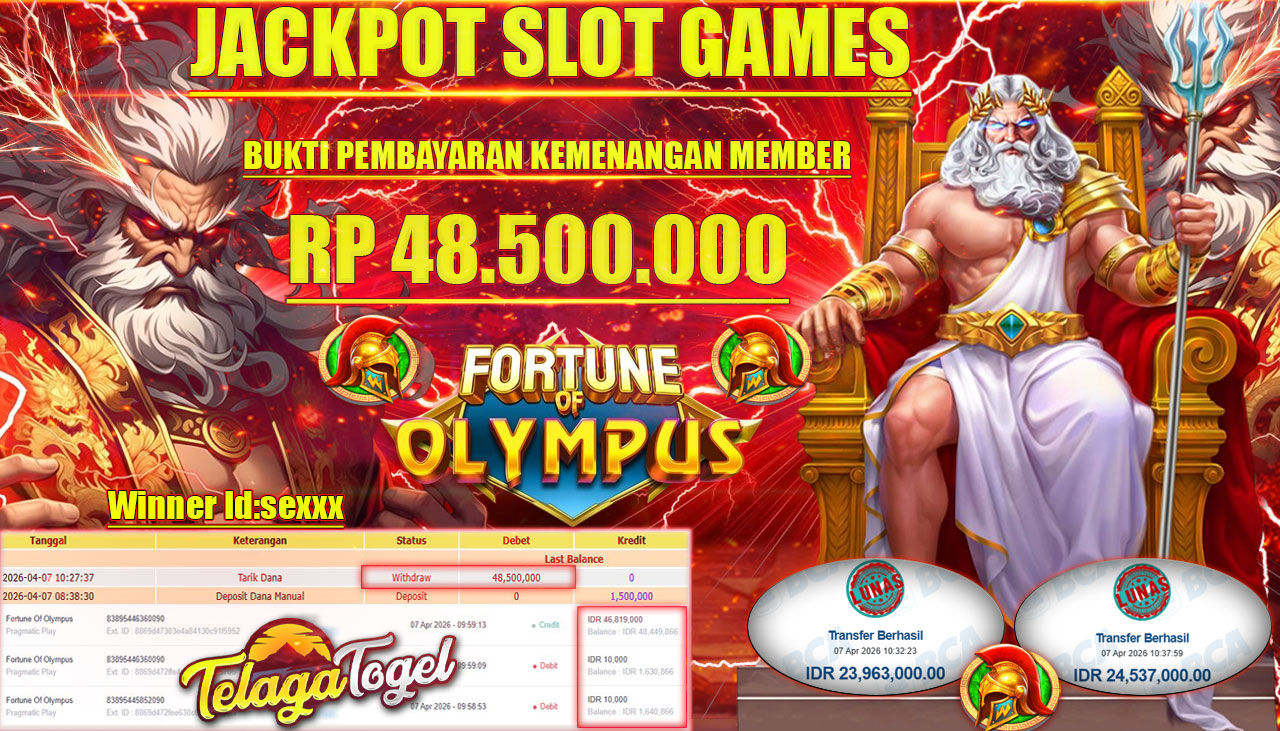 TELAGATOGEL JACKPOT SLOT FORTUNE OF OLYMPUS ( PRAGMATIC PLAY ) Rp 48,500,000.- LUNAS