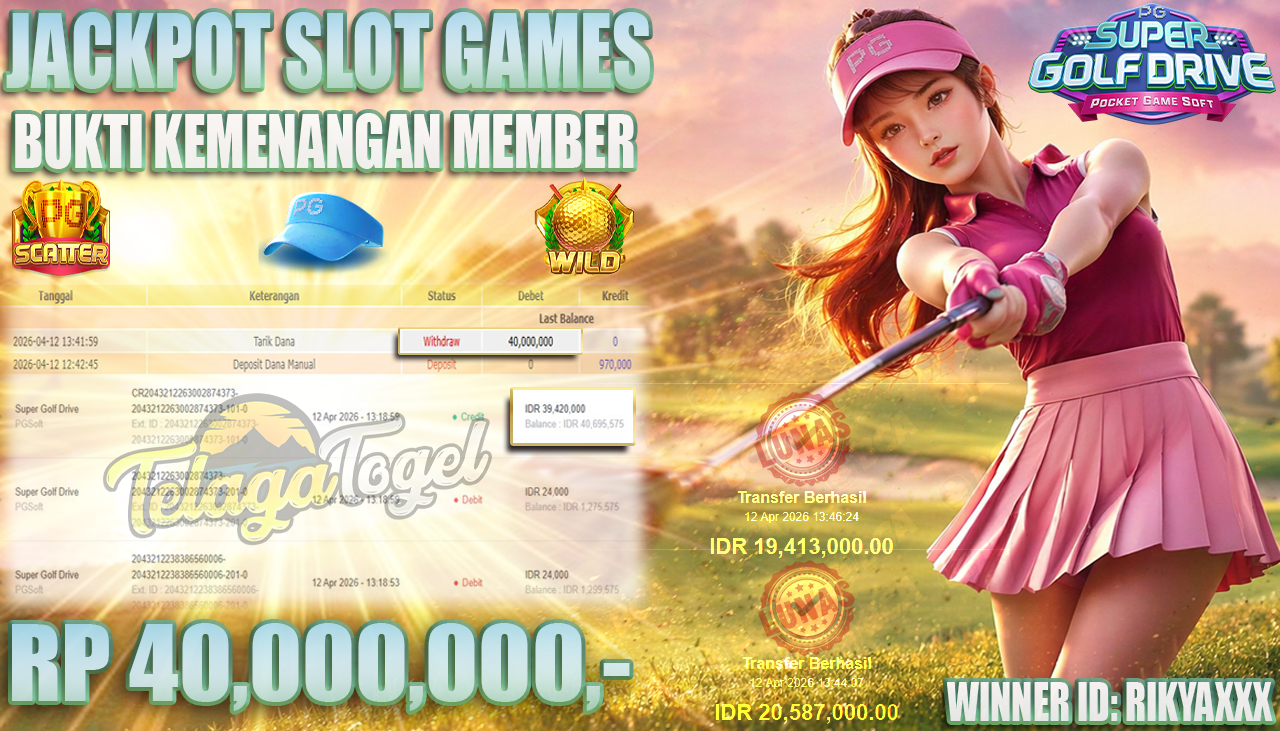 TELAGATOGEL JACKPOT SLOT SUPER GOLF DRIVE (PG SOFT) Rp 40,000,000.- LUNAS