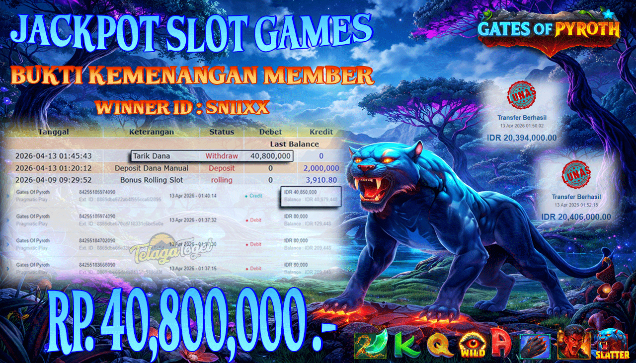 TELAGATOGEL JACKPOT SLOT GATES OF PYROTH (PRAGMATIC PLAY) Rp 40,800,000.- LUNAS