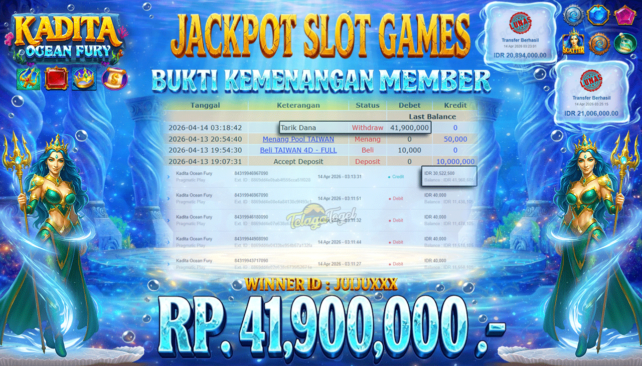 TELAGATOGEL JACKPOT SLOT KADITA OCEAN FURY (PRAGMATIC PLAY) Rp 41,900,000.- LUNAS