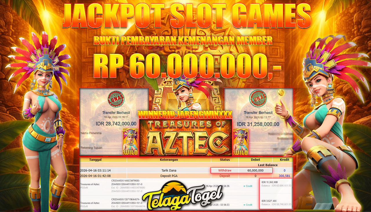 TELAGATOGEL JACKPOT SLOT TREASURES OF AZTECR(PG SOFT) Rp 60,000,000.- LUNAS