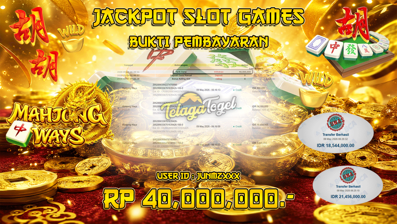 TELAGATOGEL JACKPOT SLOT MAHJONG WAYS (PGSOFT) Rp 40,000,000.- LUNAS