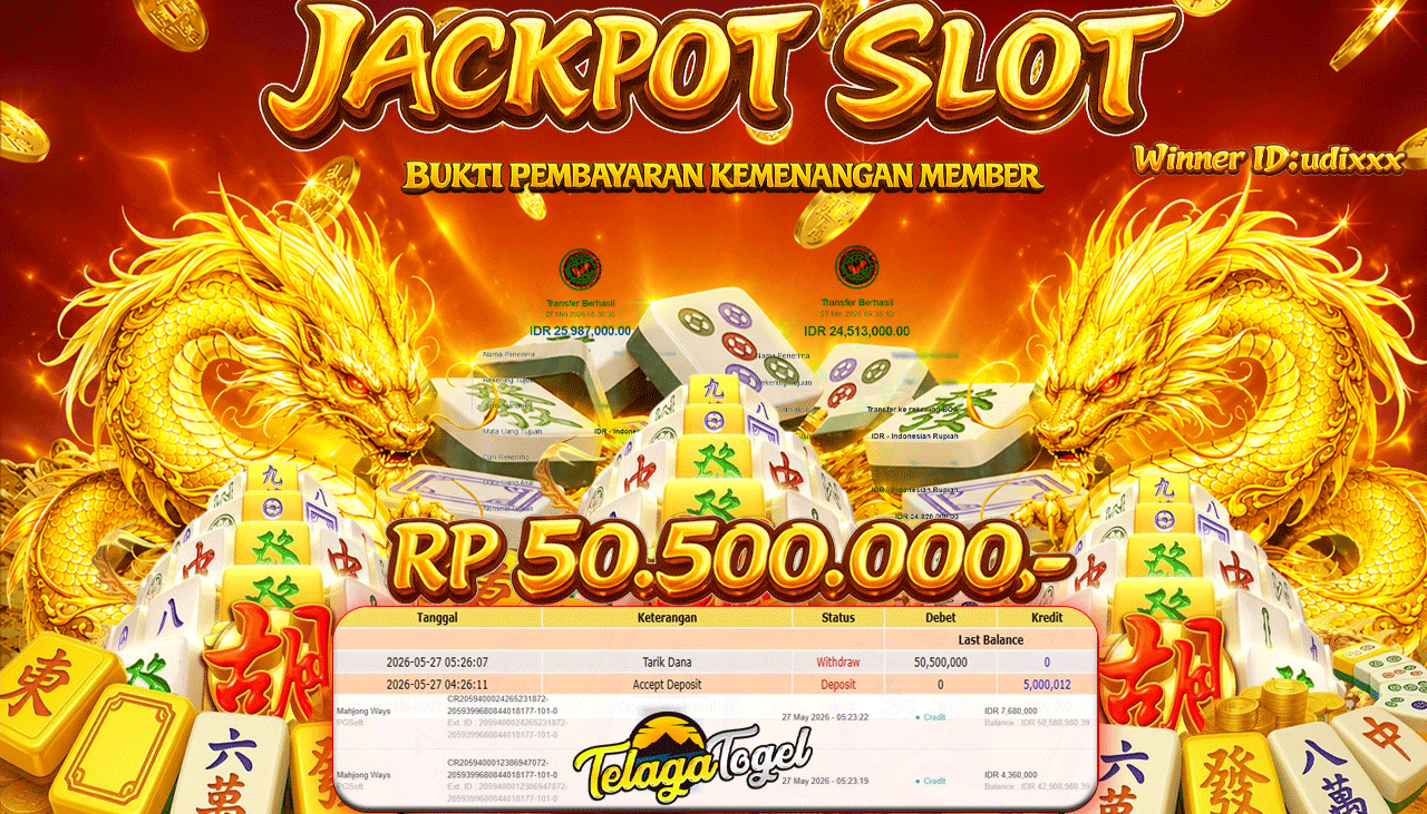 TELAGATOGEL JACKPOT SLOT  MAHJONG WAYS( PGSOFT ) Rp 50,500,000.- LUNAS